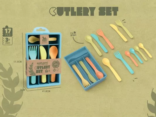 Zestaw sztućców z bioplastiku 17el