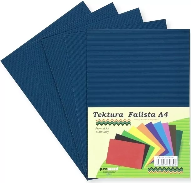 Tektura A4 falista ciemnoniebieska 5szt - tantis.pl
