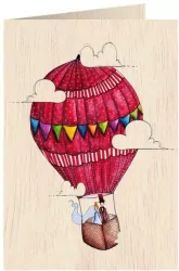 Karnet drewniany C6 + koperta: Ślub Balon