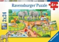 Ravensburger. Puzzle 2x24. Dzień w Zoo - tantis.pl