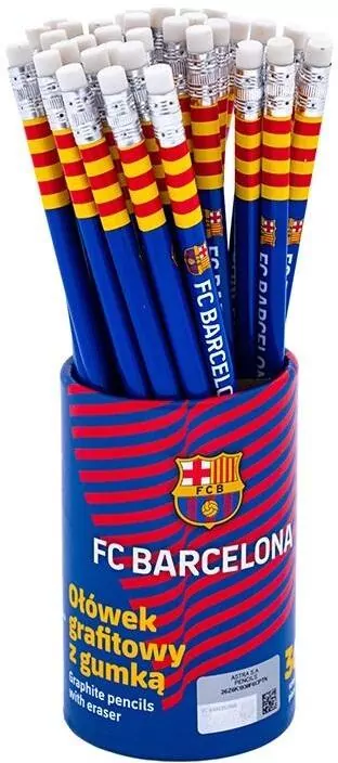 Ołówki grafitowe z gumką FC Barcelona, 36 sztuk - tantis.pl
