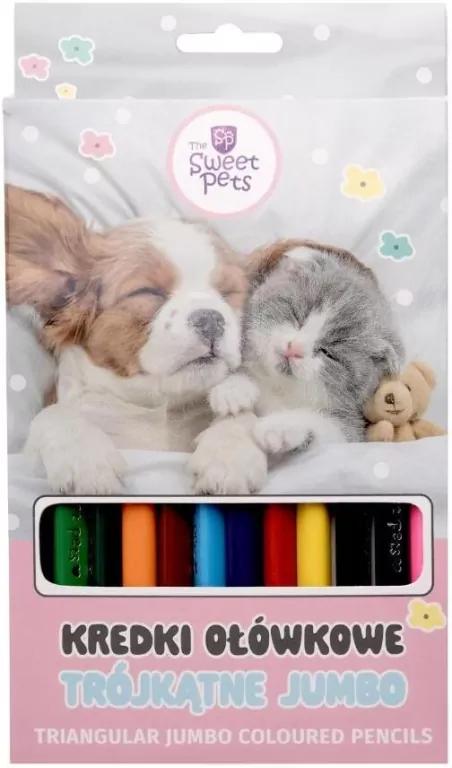Kredki trójkątne jumbo The sweet pets 12 kolorów - tantis.pl