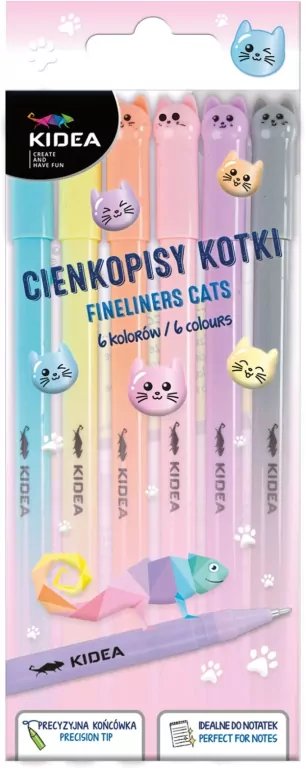 Cienkopisy Kotki 6 kolorów KIDEA - tantis.pl