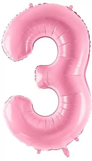 Balon foliowy 3 różowy 86cm - tantis.pl