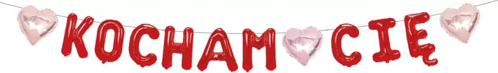 Girlanda papierowa Kocham Cię czerwona 1,8m - tantis.pl