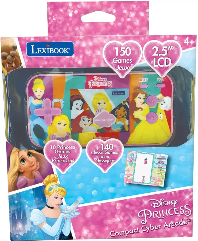Konsola podręczna Compact Cyber Arcade  Disney Princess. Ekran 2,5 150 gier w tym 10 z księżniczkami - tantis.pl
