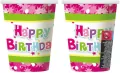 Kubeczki papierowe Happy Birthday róż 270ml 6szt - tantis.pl