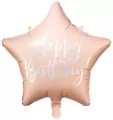 Balon foliowy Happy Birthday 40cm jasny pudrowy - tantis.pl