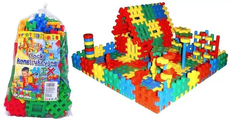 Klocki konstrukcyjne. 110 elementów w worku - tantis.pl