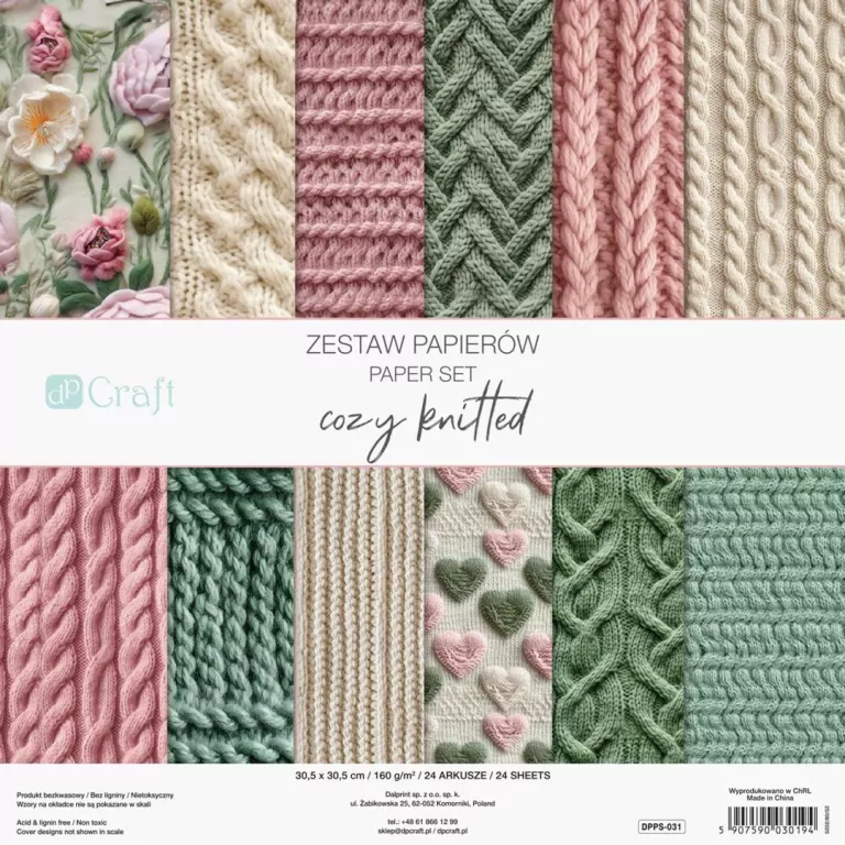Zestaw papierów cozy knitted 30,5x30,5 24 kartki - tantis.pl