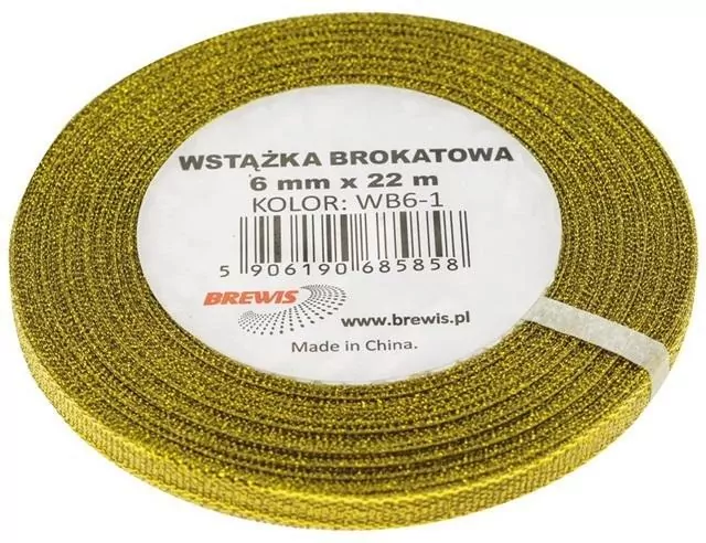 Wstążka brokatowa złota 6mmx22m - tantis.pl
