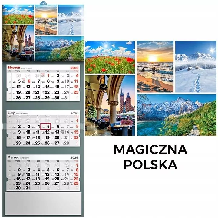 Kalendarz 2026 trójdzielny magiczna Polska - tantis.pl