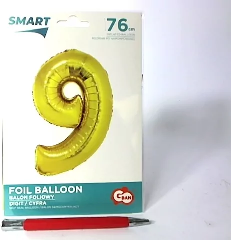 Balon foliowy cyfra 9 złota Smart 76cm - tantis.pl