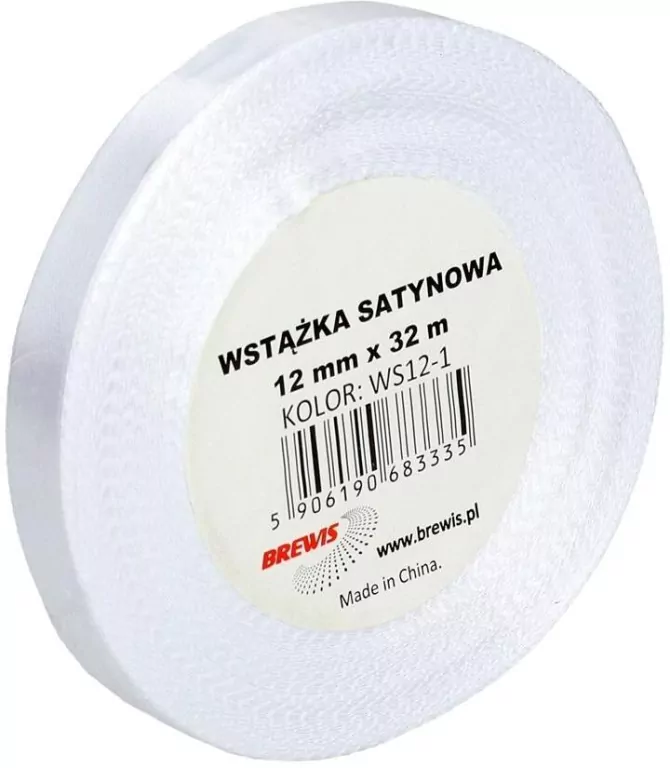 Wstążka satynowa. Biała 12mmx32m - tantis.pl