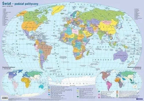 Mapa świata polityczna plansza edukacyjna - tantis.pl
