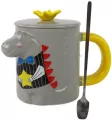 Kubek Szary Dinozaur przykrywka 400ml - tantis.pl