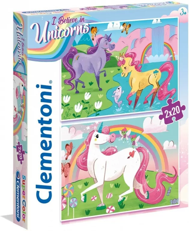Clementoni. Puzzle 2w1. SuperColor. I believe in unicorns - tantis.pl