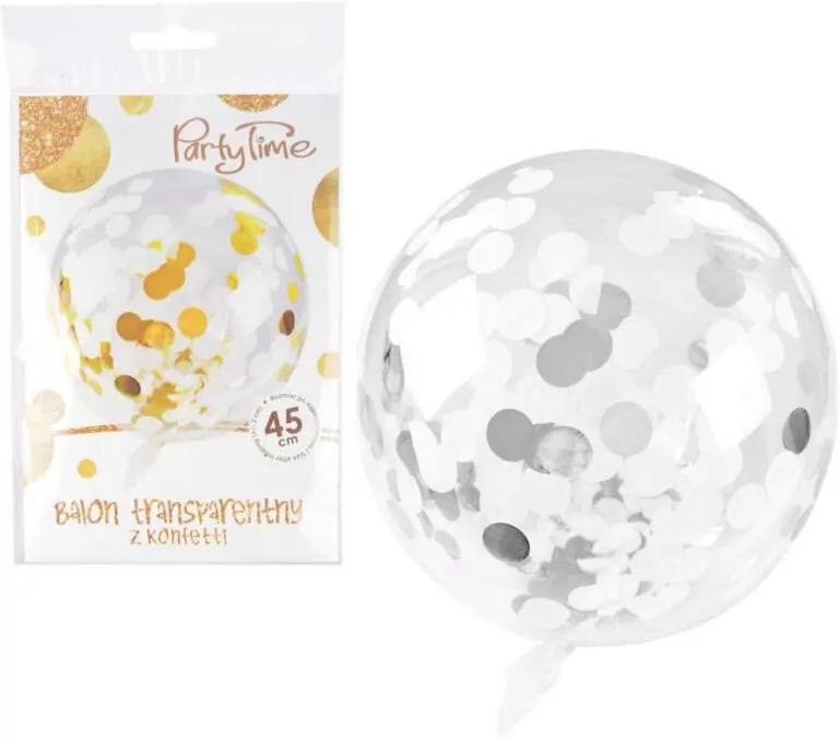 Balon transparentny z konfetti Celebrate srebrne - tantis.pl