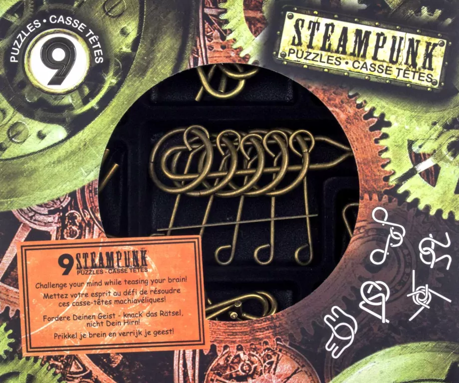 Łamigłówki metalowe 9 sztuk Steampunk - tantis.pl