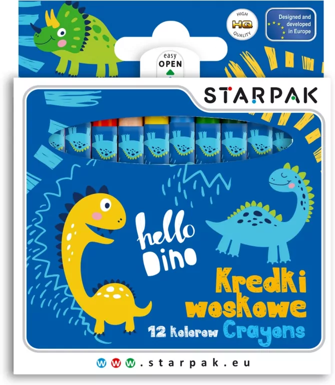 Kredki woskowe 12 kolorów Dino - tantis.pl