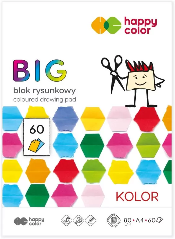 Blok rysunkowy kolorowy A4/60K. Big happy color - tantis.pl