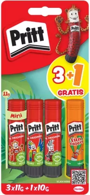 Klej w sztyfcie PRITT 3x11g + 1x10g neon blister
