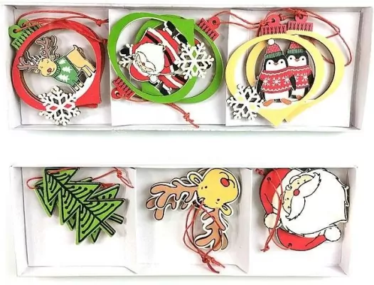 Zestaw zawieszek świątecznych drewniane MIX