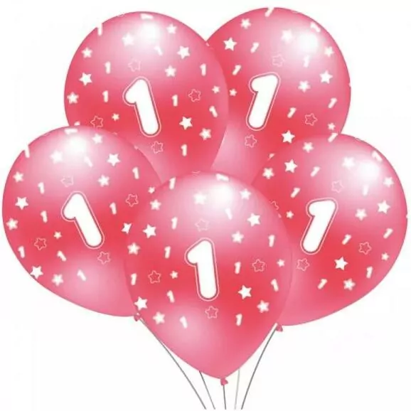 Balon z nadrukiem "1" różowy - tantis.pl