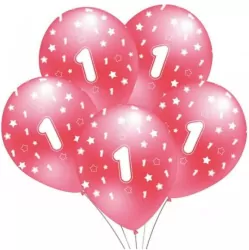 Balon z nadrukiem "1" różowy