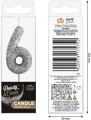 Świeczka piker 6 czarna brokatowa 11x3.5 cm - tantis.pl