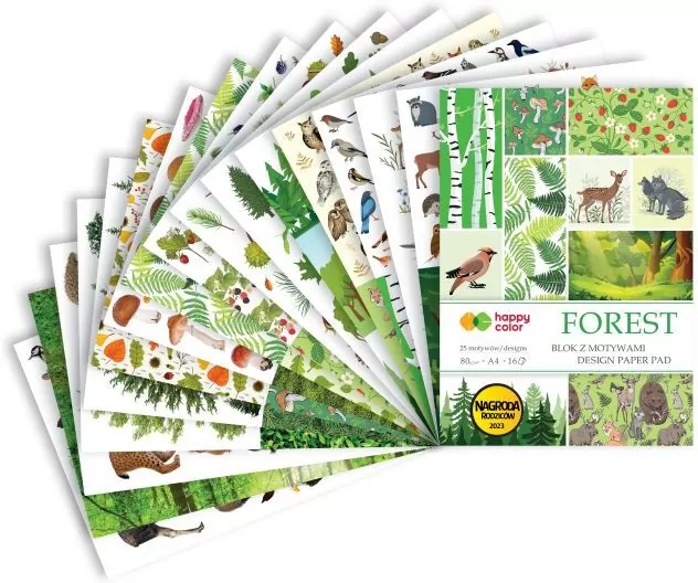 Blok z motywami Forest 80g/m2 A4 16 ark HAPPY COLO - tantis.pl