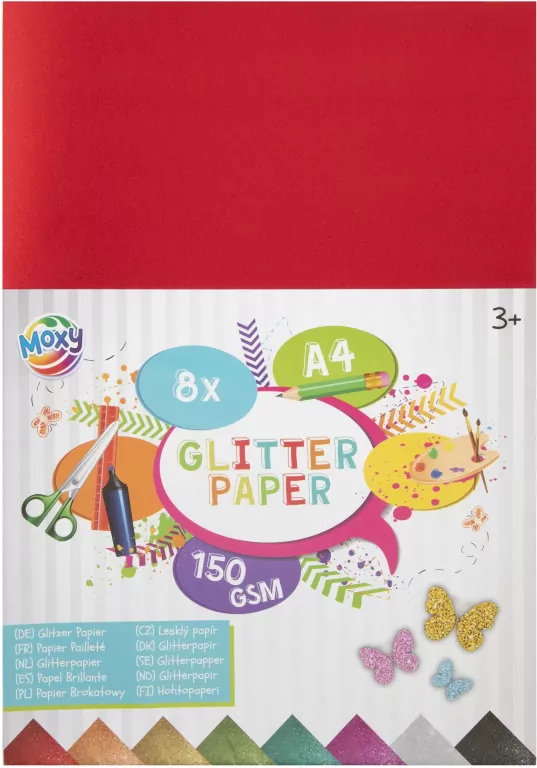 Papier brokatowy A4, 8 arkuszy - tantis.pl