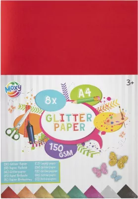 Papier brokatowy A4, 8 arkuszy