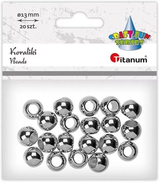 Koraliki plastikowe 13mm 20szt srebrne - tantis.pl