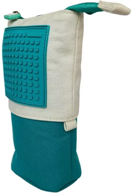 Pionowy piórnik na suwak z turkusowym panelem - tantis.pl