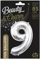 Balon foliowy. Cyfra 9. Srebrny 85cm - tantis.pl