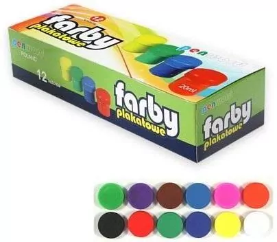 Farby plakatowe 12 kolorów - tantis.pl