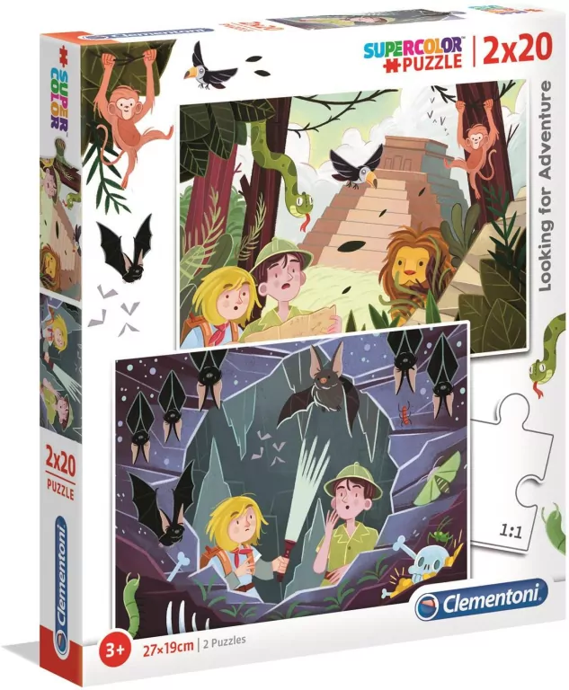 Clementoni. Puzzle 2x20. Super Kolor Looking for Adventure - tantis.pl