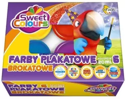 Farby plakatowe brokatowe. 6 kolorów 20ml