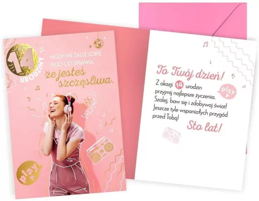 Karnet. Urodziny 14. Dziewczynka