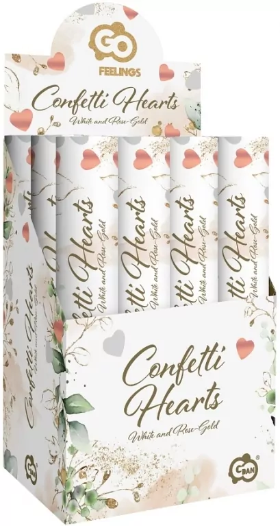 Konfetti pneumatyczne Serca, różowe i białe 30cm - tantis.pl