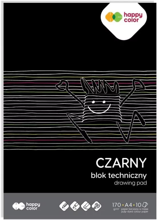Blok techniczny A4 170g 10 ark czarny HAPPY COLOR - tantis.pl