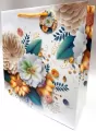 Torebka ozdobna matowa 35x37x12cm białe kwiaty - tantis.pl