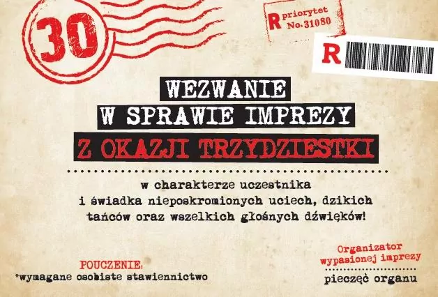 Zaproszenie. Urodziny 30 - tantis.pl
