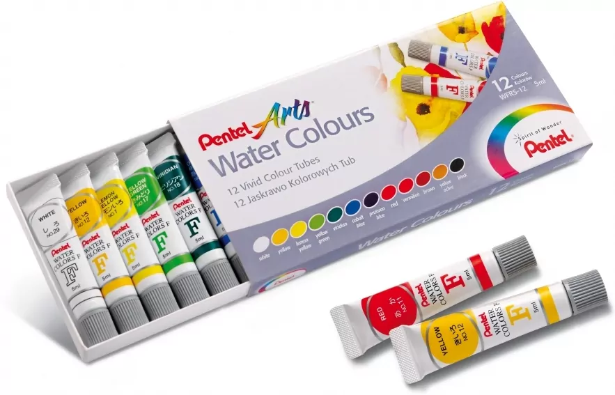 Farby akwarelowe w tubach 12 kolorów PENTEL - tantis.pl