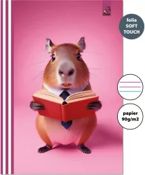 Zeszyt A4 32 kartki w 3 linie kolor 90g Kapibara różowa