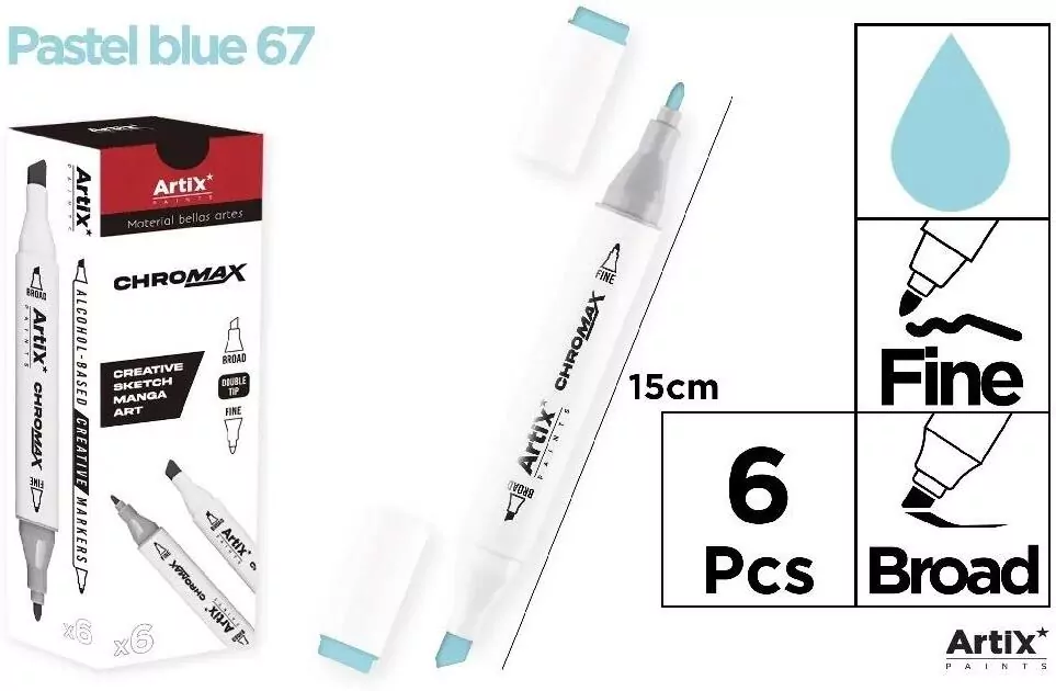Marker Chromax z 2 końcówk. pastel blue 67 - tantis.pl