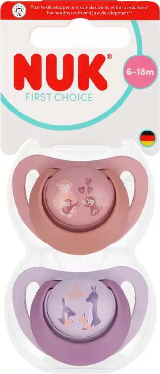 NUK. First Choice. Smoczki. 6-18 miesięcy. Małpa. Kangur. 2 sztuki - tantis.pl