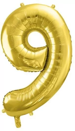 Balon foliowy cyfra 9 72cm jasny złoty - tantis.pl
