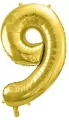 Balon foliowy cyfra 9 72cm jasny złoty - tantis.pl